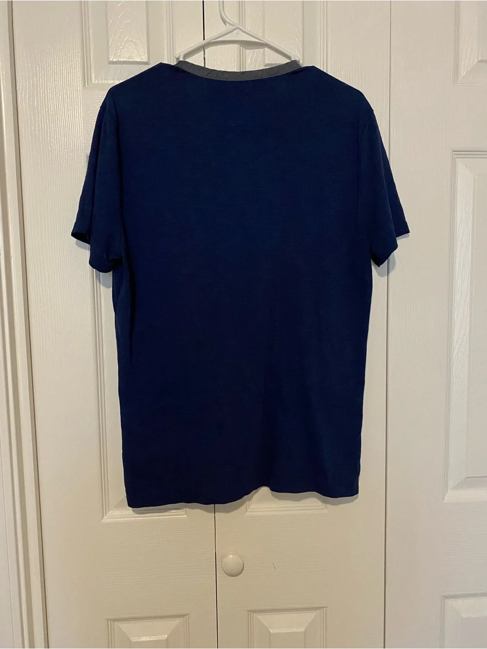Banana Republic Navy Short-Sleeve Henley with Gray Trim